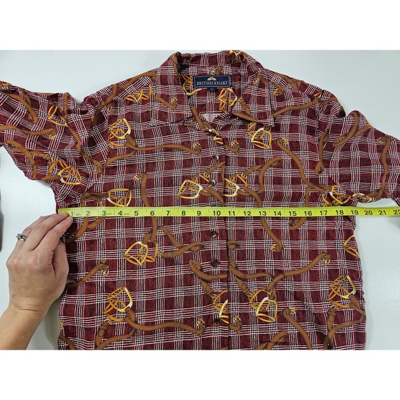 British Khaki size 6 women career casual Western Button up rayon maroon ^ - Picture 5 of 6